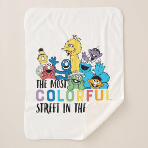 Sesame Street   The Most Colorful Street Sherpa Blanket