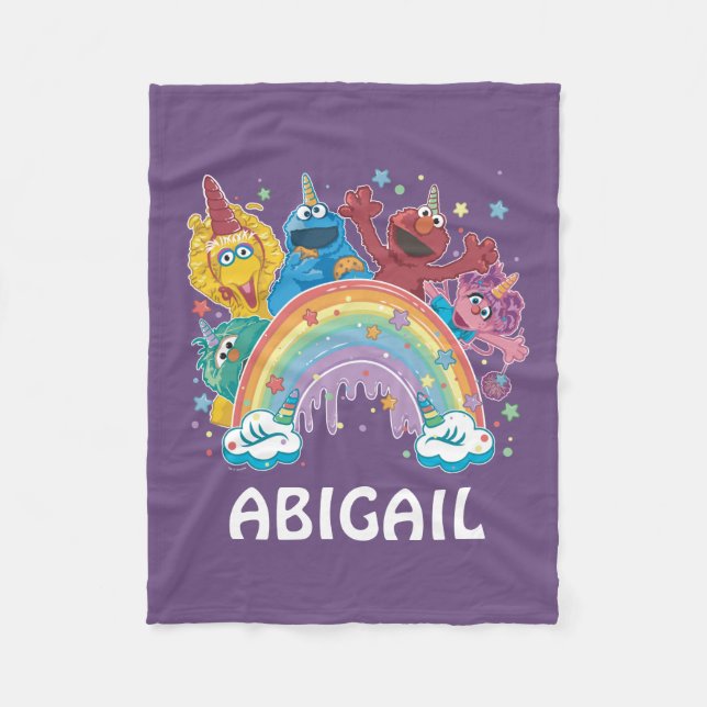 Sesame Street Unicorn Rainbow Fleece Blanket (Front)