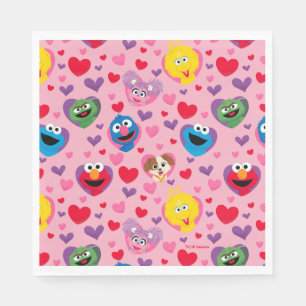 Sesame Street Valentine Hearts Pattern Napkin