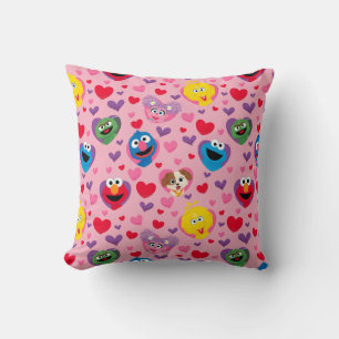 Sesame Street Valentine Hearts Pattern Throw Pillow