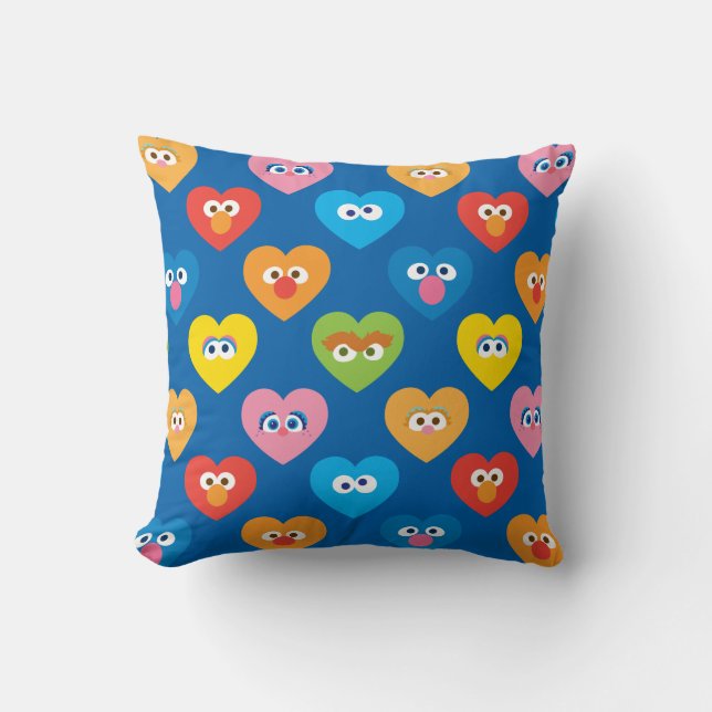 Sesame Street Valentine Hearts Pattern Throw Pillow (Front)