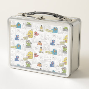 Sesame Street Vintage Comic Pattern Metal Lunch Box