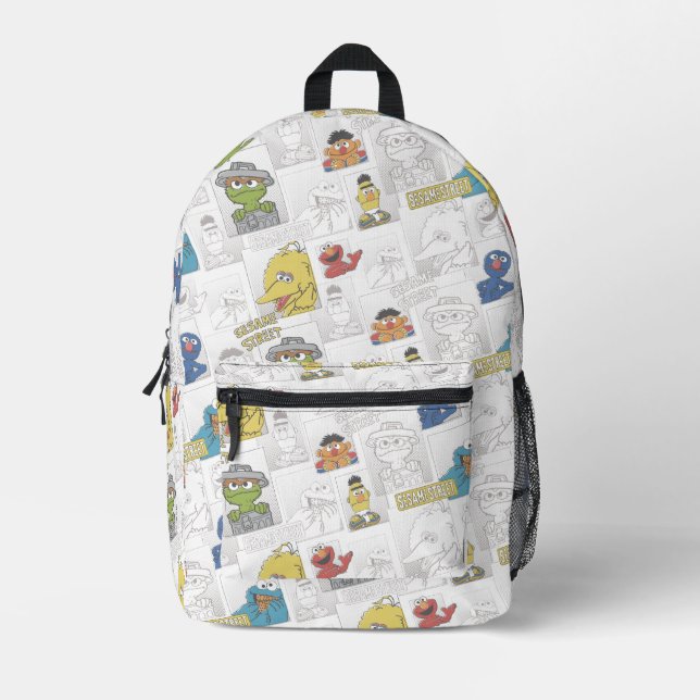 Sesame Street Vintage Comic Pattern Printed Backpack (Front)