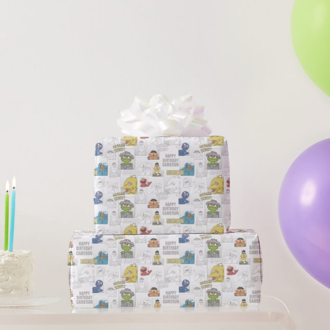 Sesame Street Vintage Comic Pattern Wrapping Paper (Party Gifts)