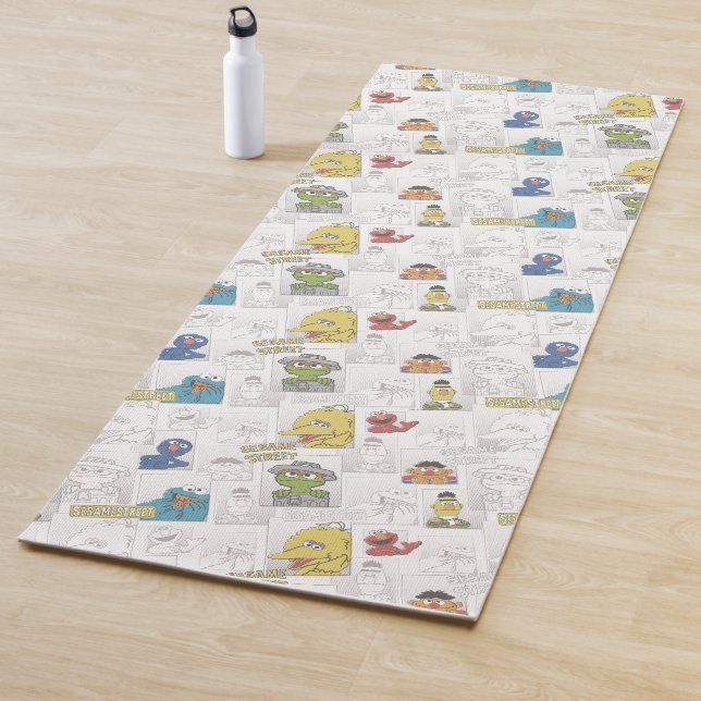 Sesame Street Vintage Comic Pattern Yoga Mat (In Situ)