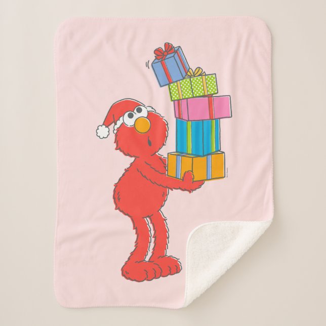 Sesame Street | Vintage Elmo and Presents Sherpa Blanket (Front)