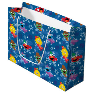 Sesame Street Winter Snowflake Pattern Large Gift Bag