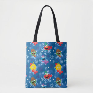 Sesame Street Winter Snowflake Pattern Tote Bag