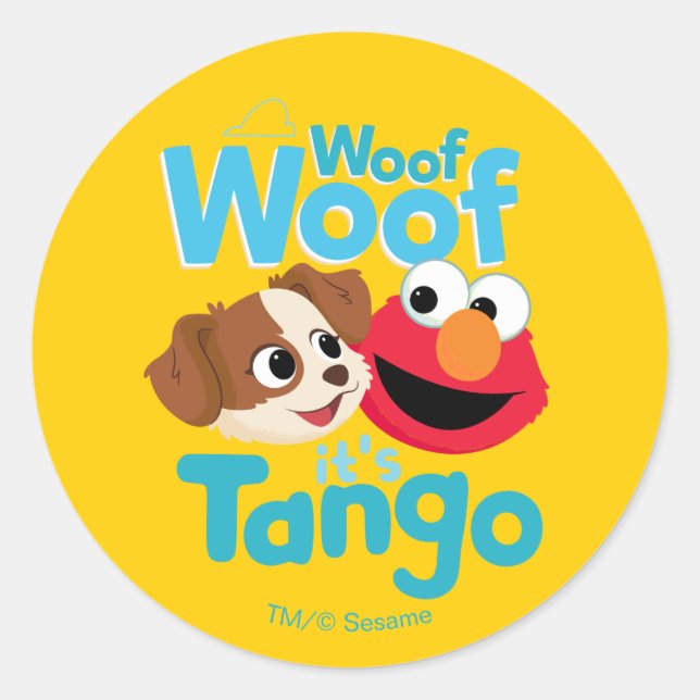 Sesame Street | Woof Woof It's Tango & Elmo Classic Round Sticker (Front)