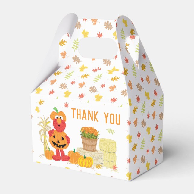 Sesame Street's  Elmo Fall Pumpkin Birthday Favor Box (Front Side)