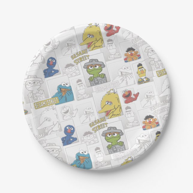 Sesame StreetVintage Comic Pattern Paper Plate (Front)