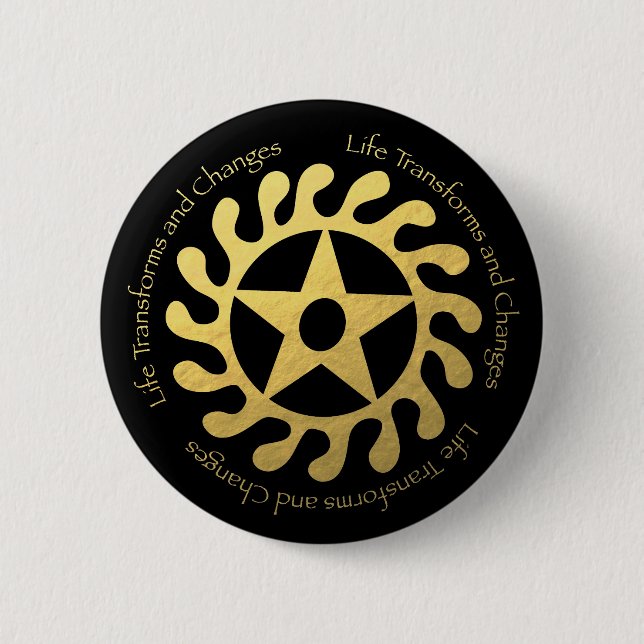 Sese WoSoban Life Change Symbol in Faux Gold Foil 2 Inch Round Button (Front)