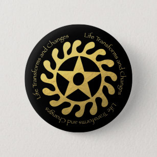 Sese WoSoban Life Change Symbol in Faux Gold Foil 2 Inch Round Button