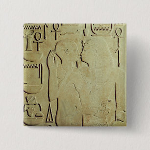 Sesostris I being Embraced by the God Ptah 2 Inch Square Button