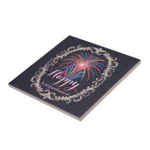 Sesquicentennial Fireworks Vintage Frame Tile