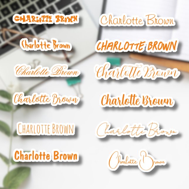 Set 12 | Transparent Custom Stylish Orange Name  (Creator Uploaded)