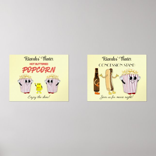 Set 14 x 11 Art Prints Movie Theater Concession  (Recto)