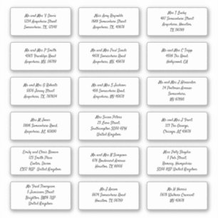 Set 18 Individual Recipient Name Address Shipping