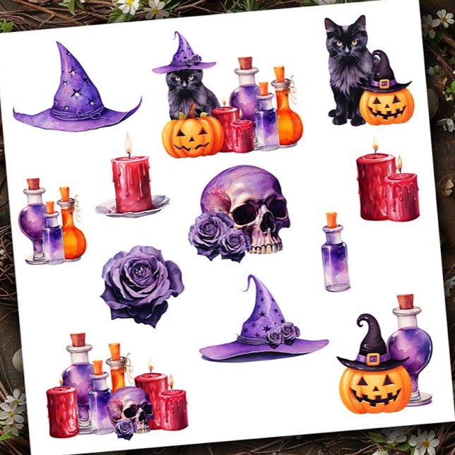 Set 1 Sticker en vinyle couleur Halloween personna (Créateur téléchargé)