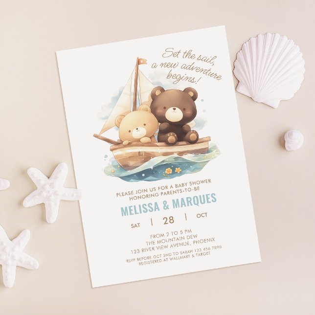 Set A Sail Bear New Adventure Baby Shower Invite (Creator Uploaded)