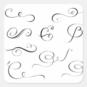 Set calligraphic page decoration square sticker