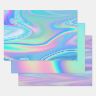 Set Colorful Holographic Wrapping Paper