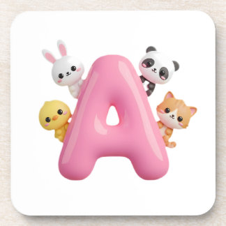 Set de dessous de verre Forêt Animaux Lettre A Ros