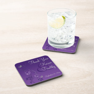 Set de dessous de verre pour mariage floral gris v