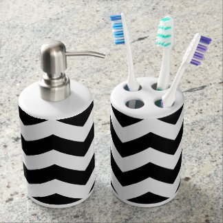 Set De Salle De Bain Support noir et blanc de Tootbrush de zigzag