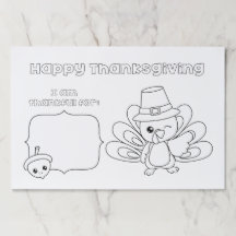 Set de table d'activité couleur bon thanksgiving p