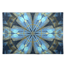 Set de table en tissu de fleurs bleues