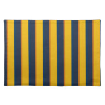 Set de table jaune et bleu-foncé de rayure