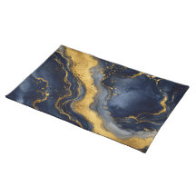 Marbre Abstrait Fluide Art Luxe Navy Or