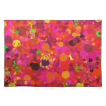 Motif couleur rouge vert or et points roses 