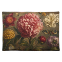 Peinture à l'huile botanique vintage de pivoine et