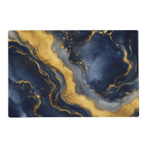 Art fluide abstrait marbre luxe Navy Or