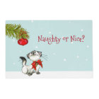 Curieux Chat Kitty Dans Une Boue De Noël Rouge