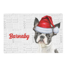 Noël Boston Terrier Dog's Name Pet Dîner