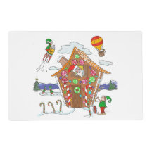 Scène de Noël comique Père Noël Elves et Rudolph