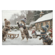 Tapis de table en tissu vintage Kitties bataille d