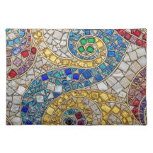 Vibrant Colour Mosaic Artistic Cloth Placemat 
