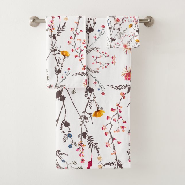 Set de toallas con flores en rosa y naranjas (En situation)