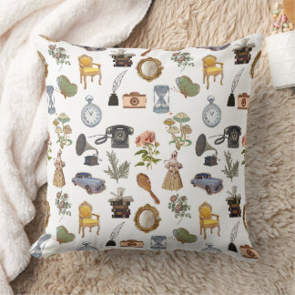 Set Gorgeous Old Vintage Items Throw Pillow