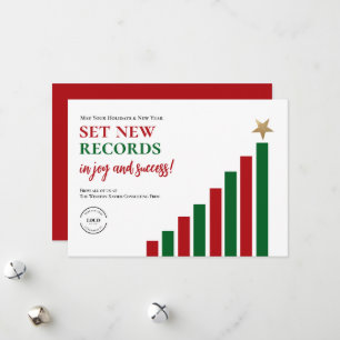 Set New Records Christmas Tree Chart Business Holiday Card