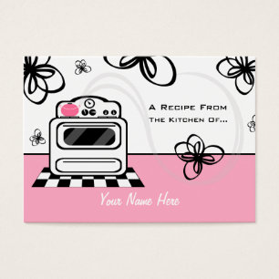 Set Of 100 Recipe Cards - Retro Stove Pink Kitchen