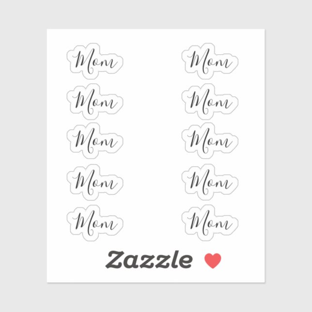   Set of 10 -Elegant Signature Script "Mom" Name  (Sheet)