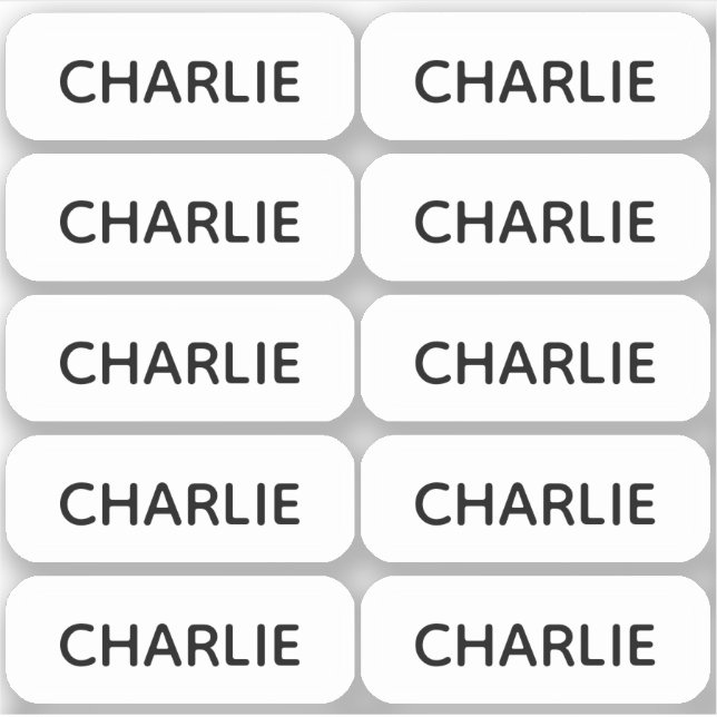 Set of 10 Simple Small Name Labels Rounded Corners (Front)