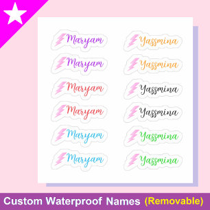 (Set of 12) Small & Colourful Whimsical Name Label