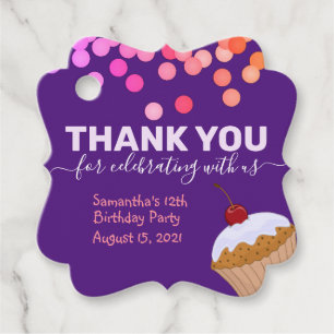 Set of 12 Thank You for Celebrating Birthday Party Favour Tags