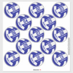 Set of 13 custom player names blue volleyball<br><div class="desc">These team colour volleyball stickers (set of 13, approximately 3 inches each) feature blue and white volleyballs upon which you can customize each player's name & jersey number plus school or club name and mascot name - economically priced at a little more than $1 per 3" sticker - by katz_d_zynes...</div>